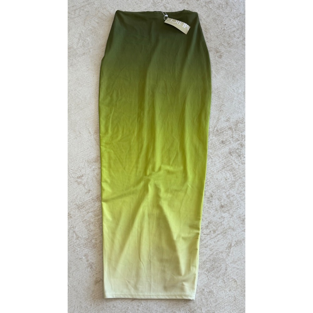 Murci Green Ombre Mesh Maxi Skirt High Waisted Back Slit Size US 6 NEW